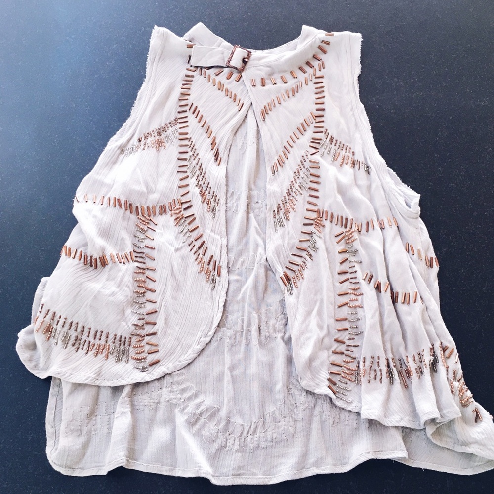 ❗️SOLD ❗️Free People Open Back Beaded Top - Picture 3 of 4
