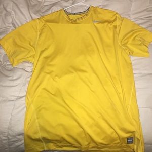 Yellow Nike Dri Fit Pro Combat Shirt