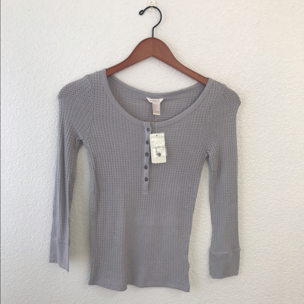 Taupe-Grey colored Knit Waffle Top