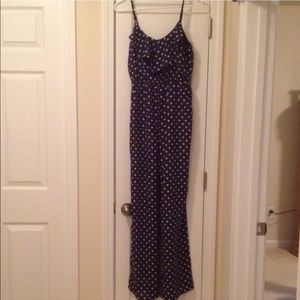 Navy White Polka Dot Ruffle Top Jumper Jump Suit