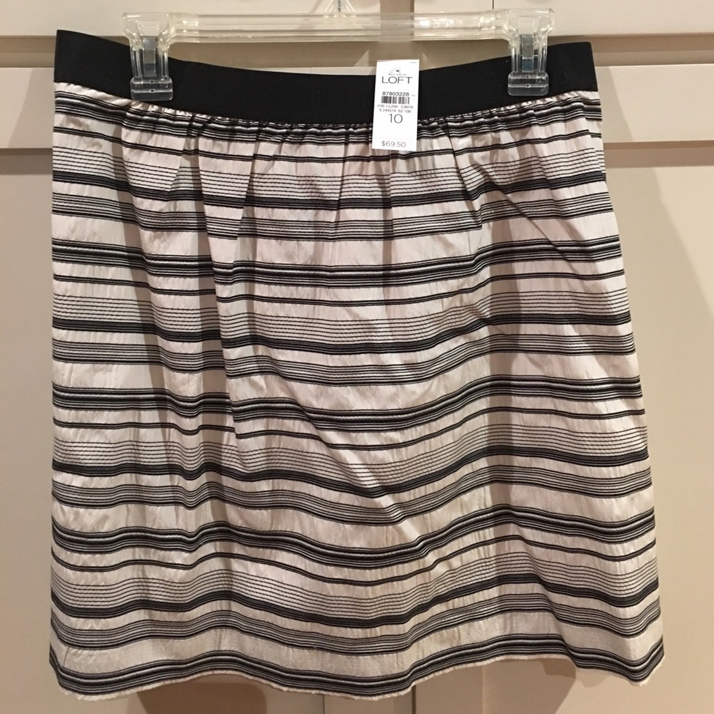 Loft cream skirt with black stripes