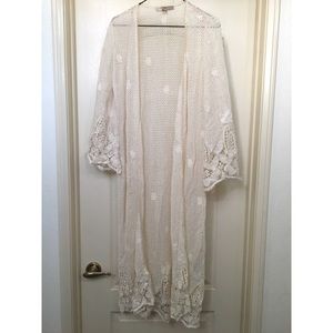 Forever 21 Crochet Long Cardigan