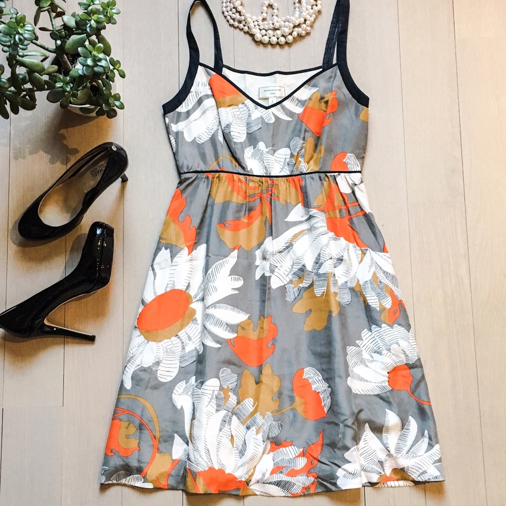 🎉 HP🎉 Anthro Silk Floral Print Dress ❤️
