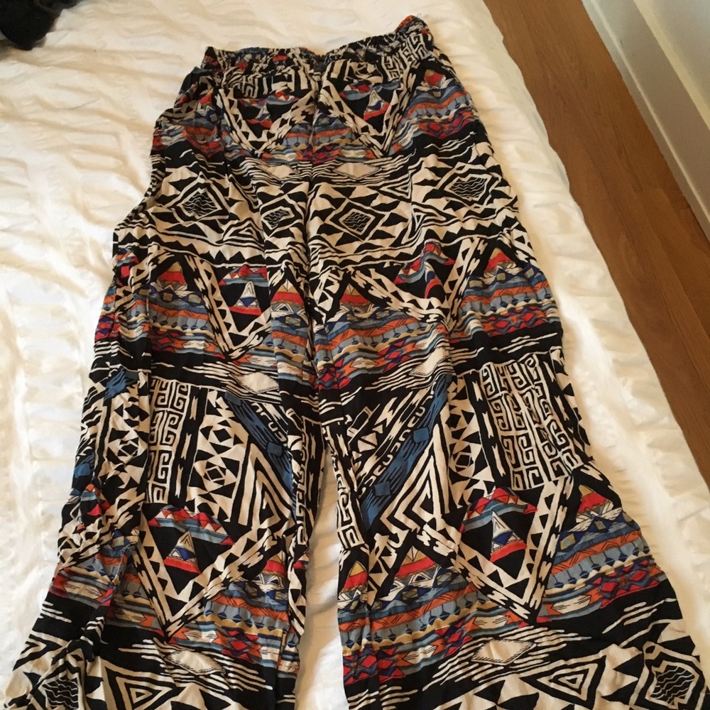 Wide leg tribal pants