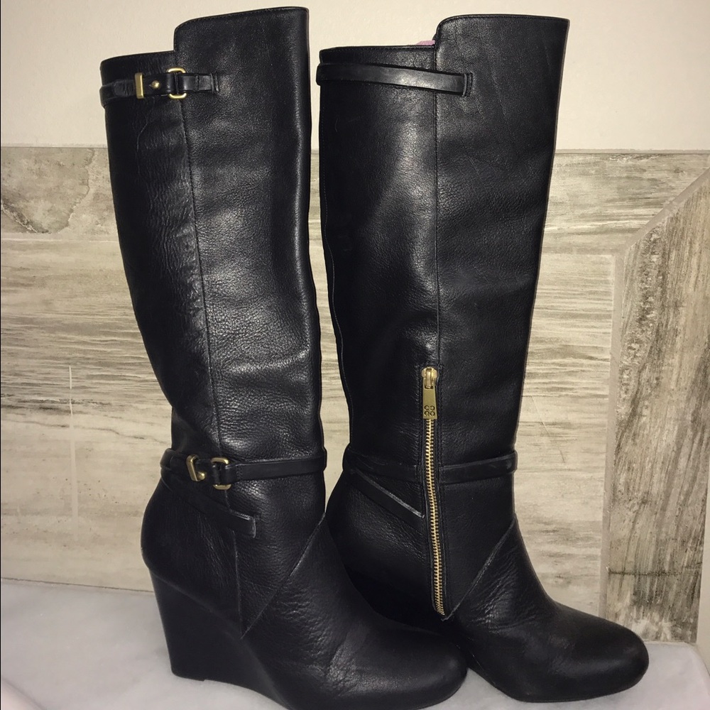 Authentic Black Leather Coach Boots