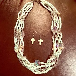 Neacklace and earring set - Seafoam Green