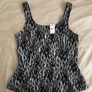 Lace peplum top NWT