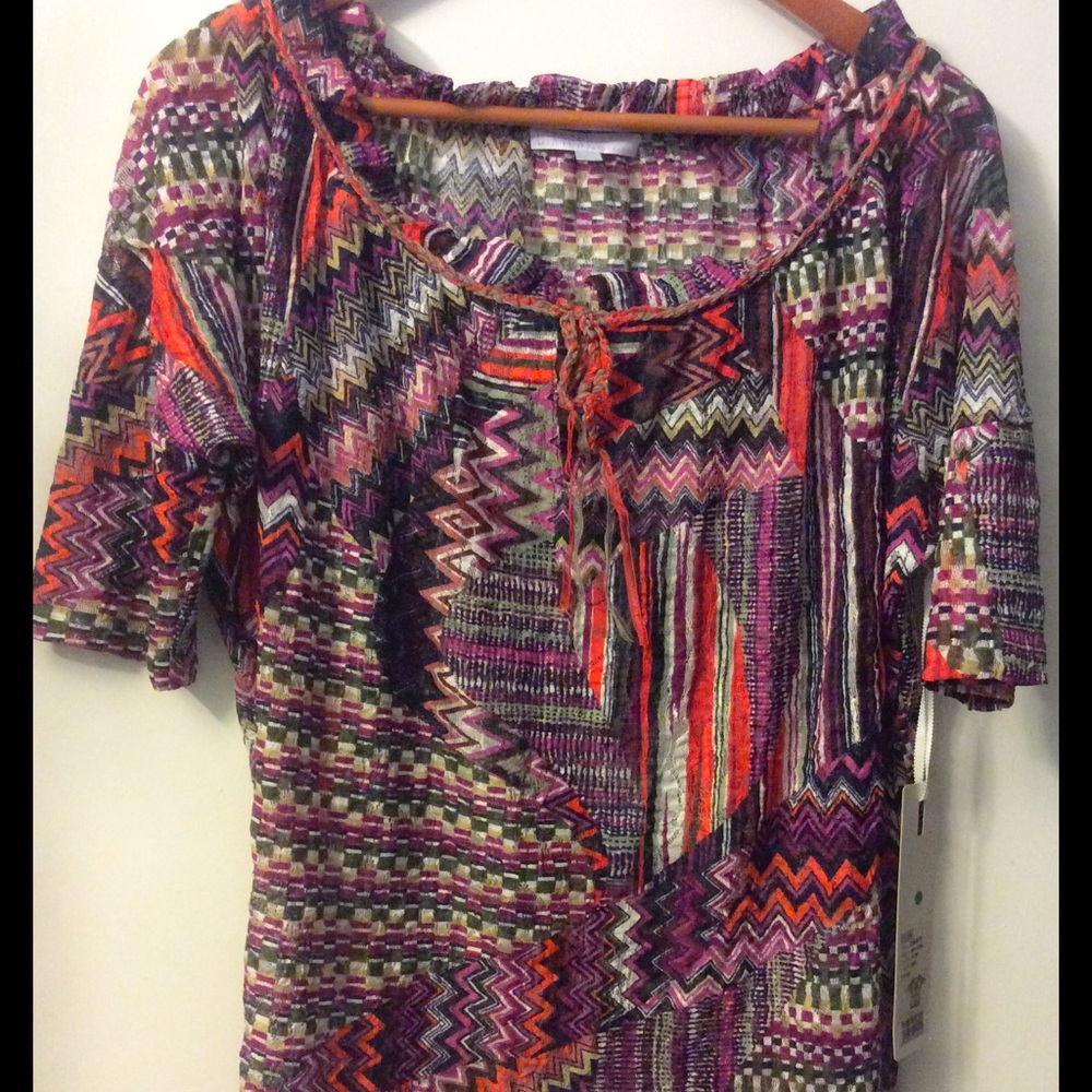 Like Missoni print style knitted oversized blouse
