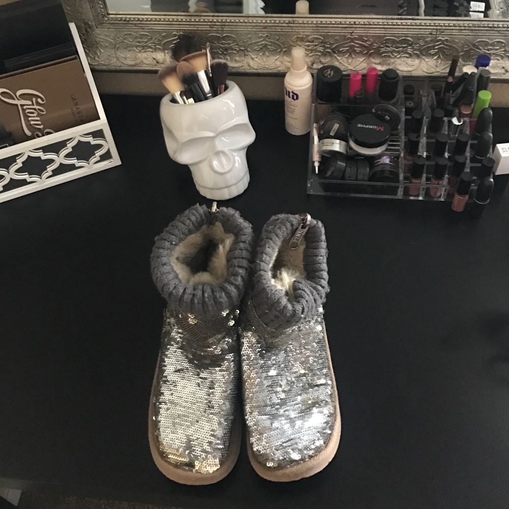 Victoria Secret PINK Sequined faux fur boots
