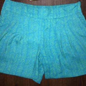 LOFT Shorts - Green and blue side zip fluid shorts LOFT Shorts - Green and blue side zip fluid shorts