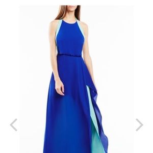 BCBGMaxAzria Blue Camilla Colorblock Maxi Gown Sz4