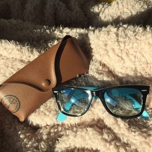 Turquoise And Black Wayfarer Sunglasses