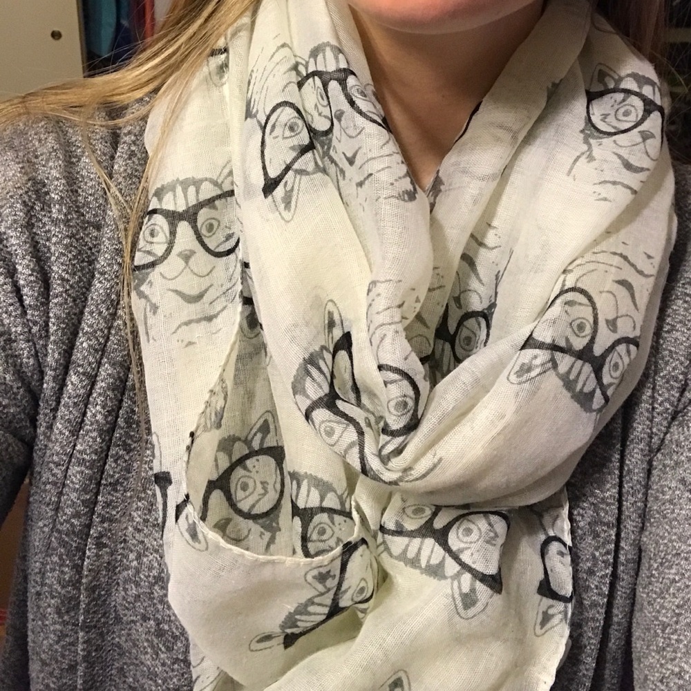 Cat with Glasses Circle Scarf