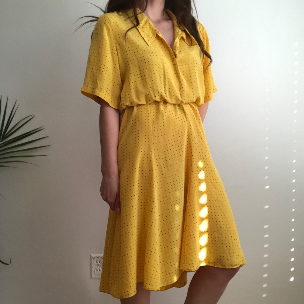 Vintage yellow polka dot dress