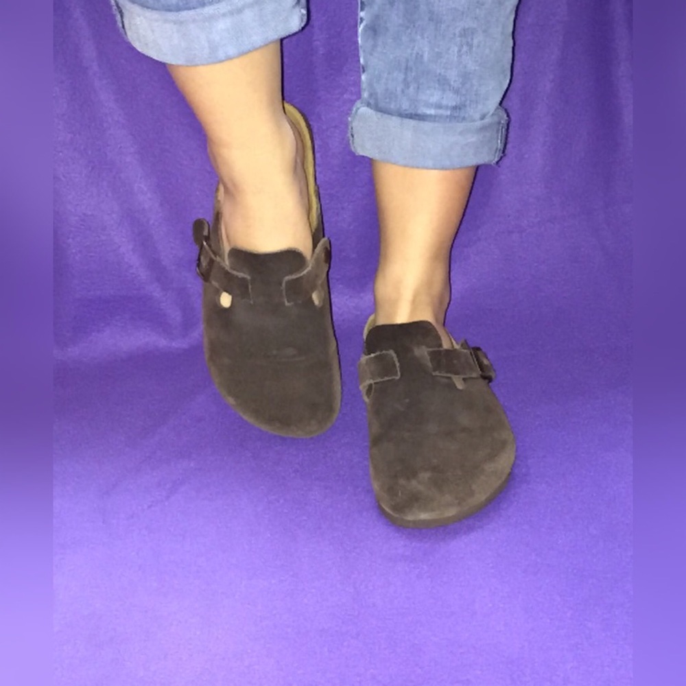 Brown Birkenstock clogs
