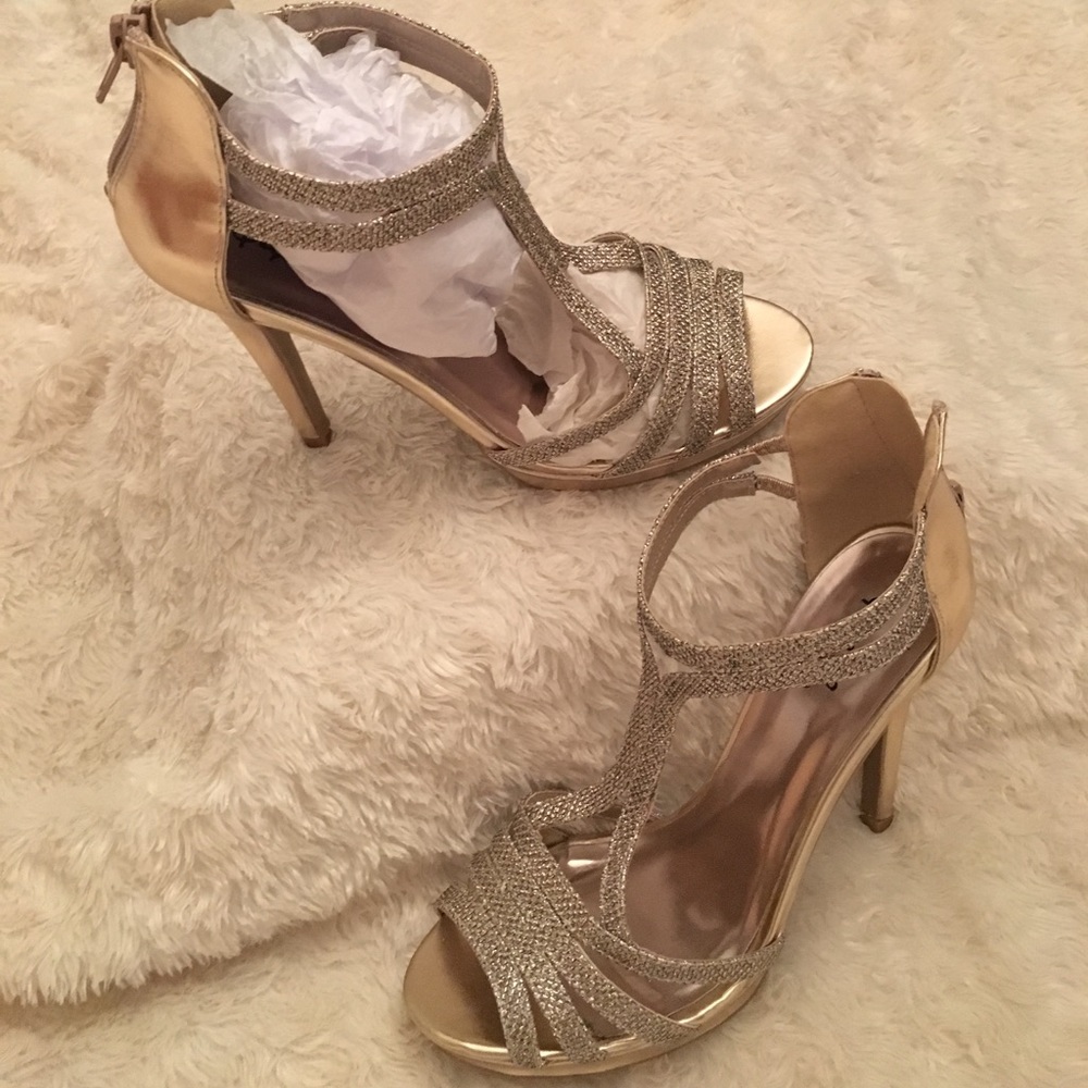 Gold Glitter Heels