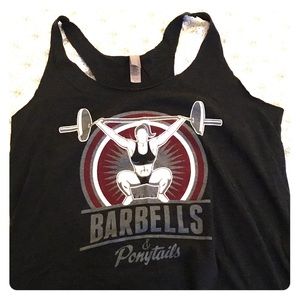 Barbells and Ponytails Large Tank Top