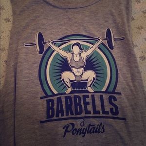 Barbells and Ponytails Large Muscle Tank Top