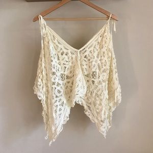 Free people lace poncho crop