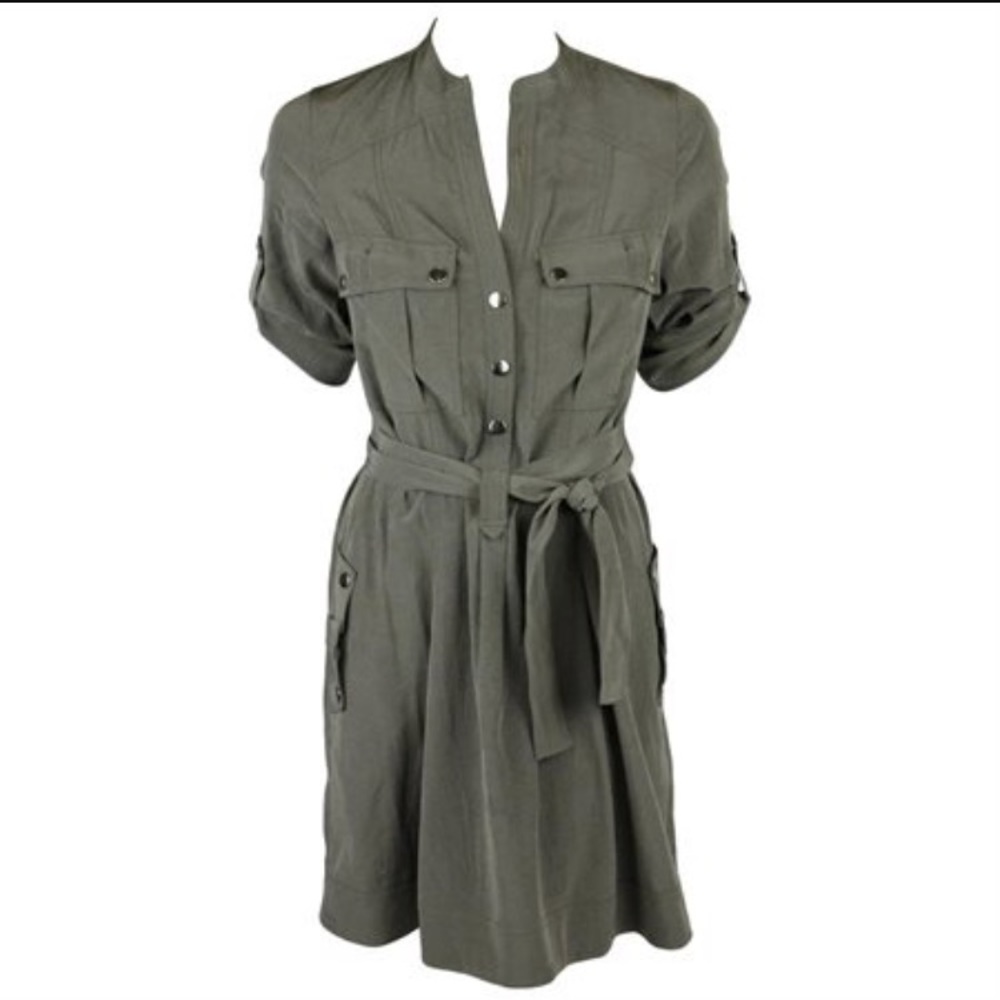 DVF Vilette dress olive shirt dress 4