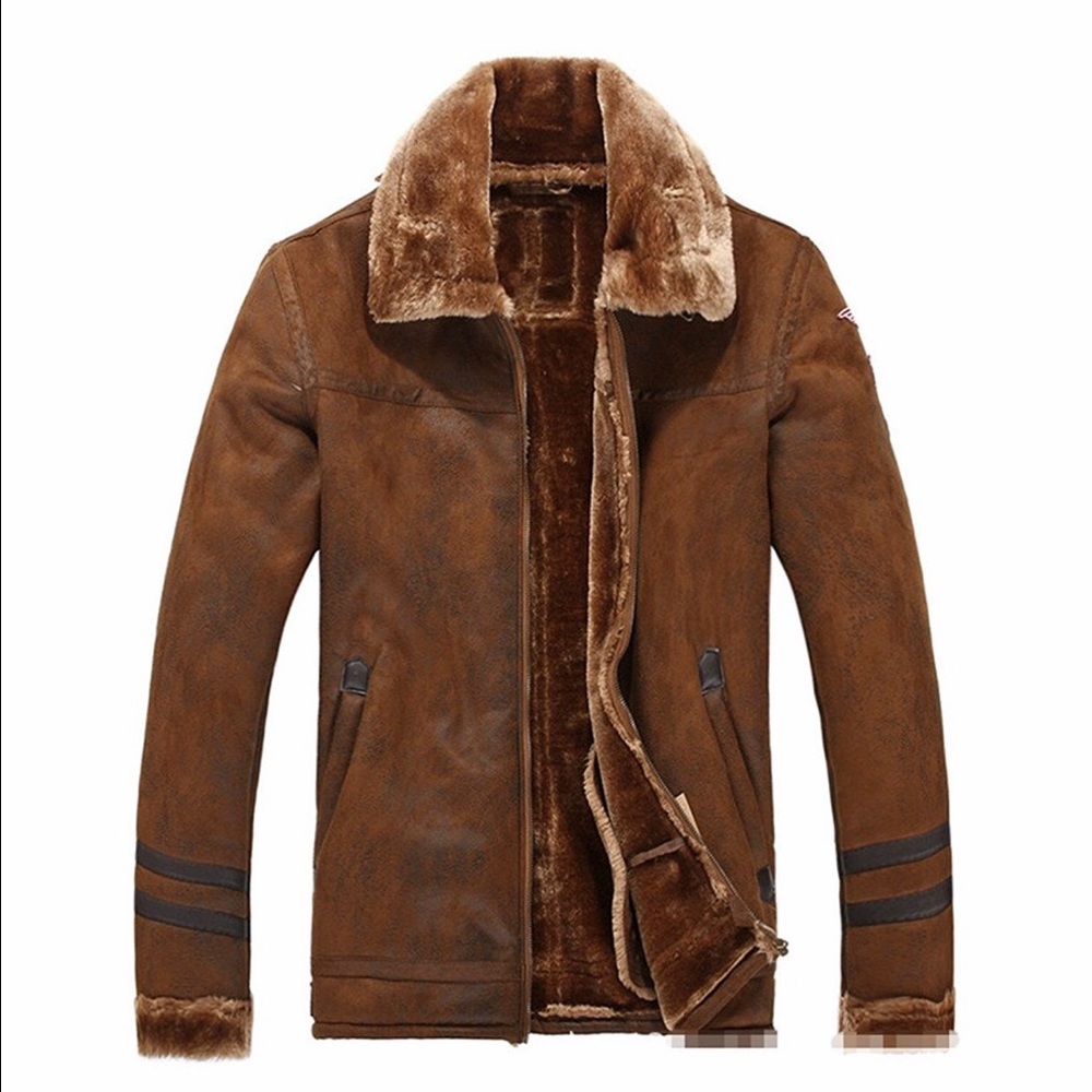 Mens Faux Suede Vintage Leather Jacket Coat