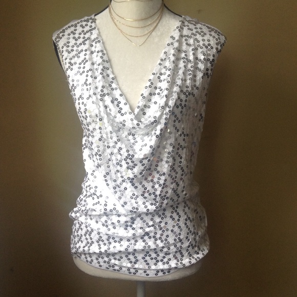 Michael Kors Sleeveless White Sequin Top - Picture 2 of 3