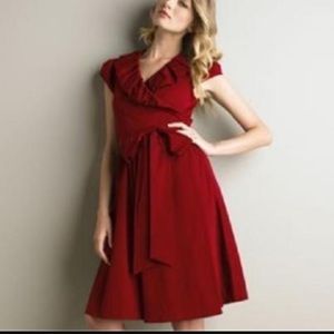 Dvf red poplin wrap dress 2
