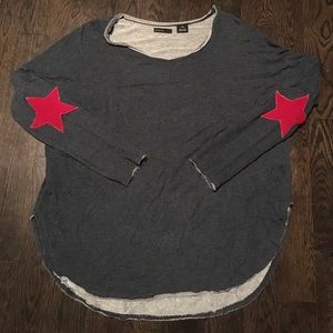 Blue/Grey Long Sleeve Shirt with Red Star Patches