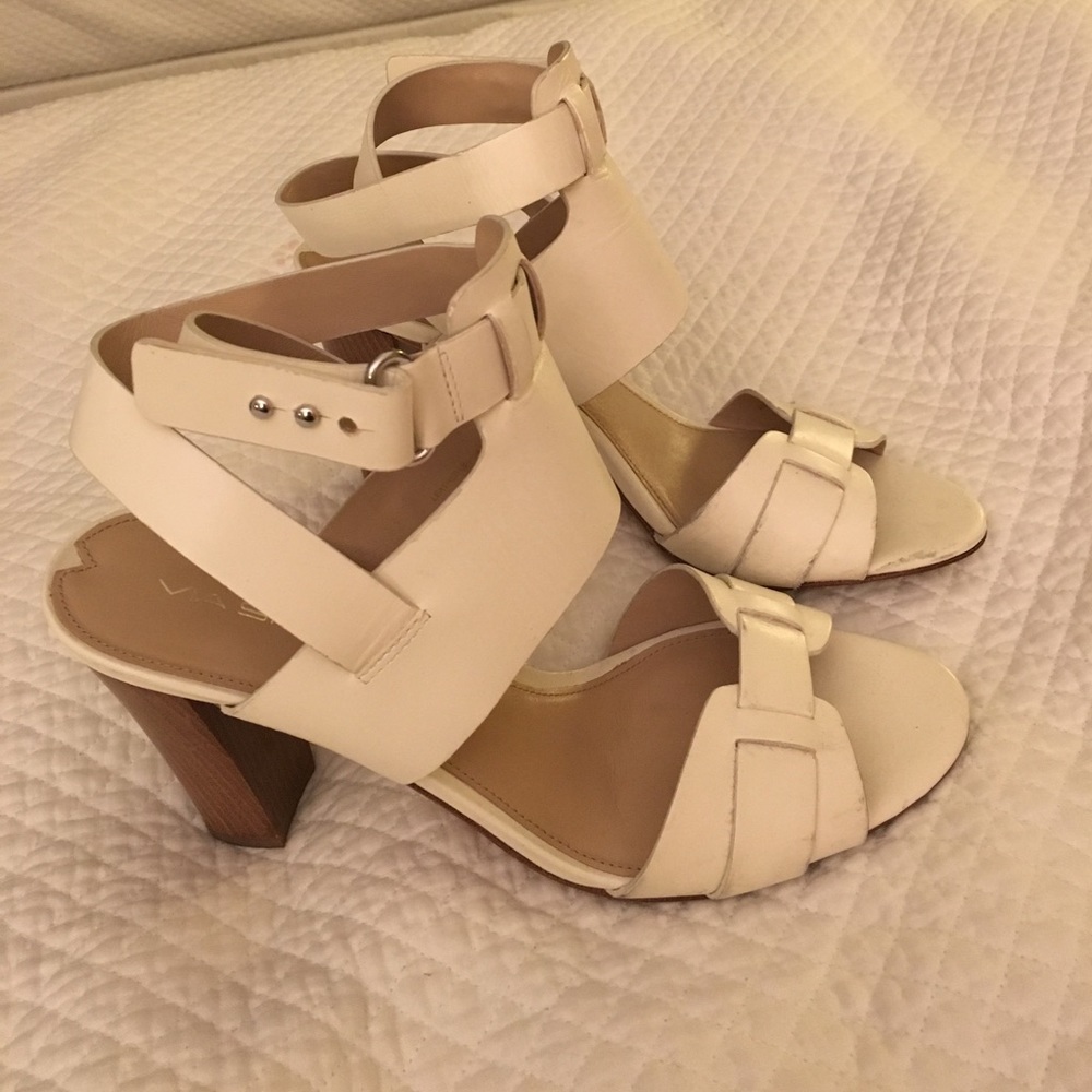 Via Spiga Strappy White Heels - 3.5"