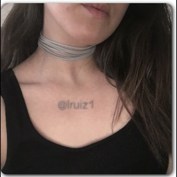 6 Layer Suede Heather Grey Choker - Picture 2 of 3