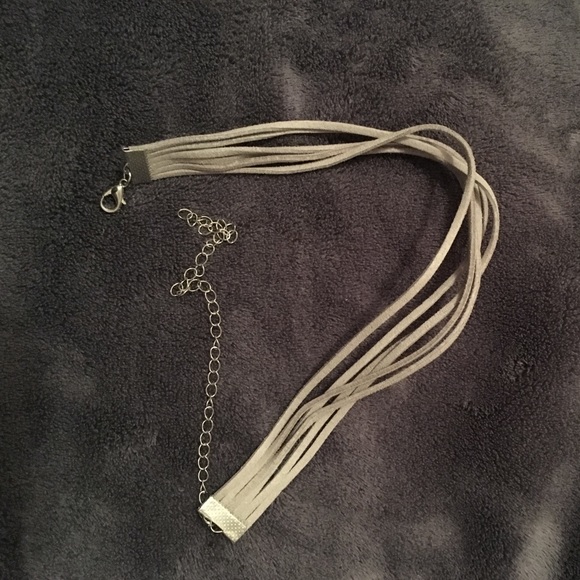 6 Layer Suede Heather Grey Choker - Picture 3 of 3