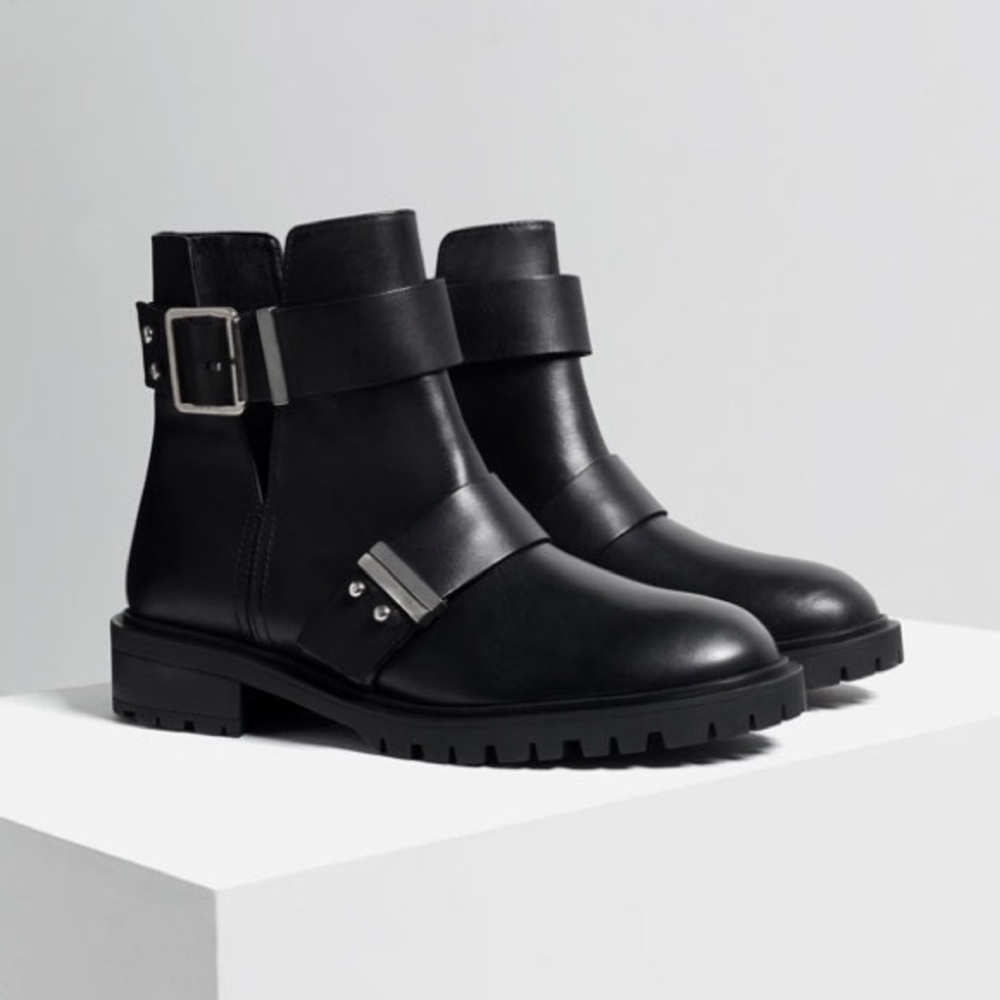 Zara Leather Cutout Ankle Booties
