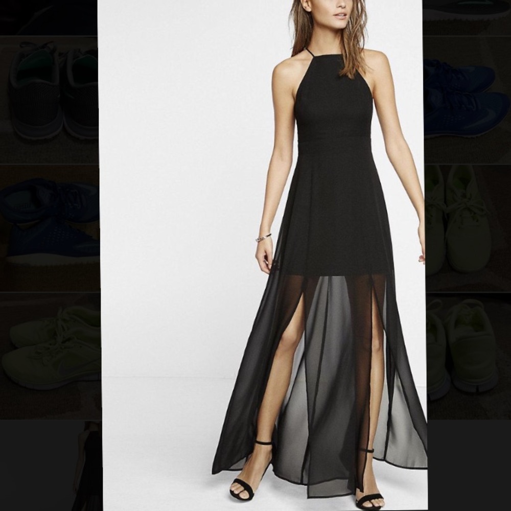 Women's Express chiffon maxi halter dress size 4