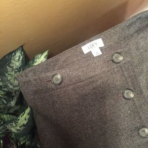 Loft Ann Taylor gray wool buttoned mini skirt