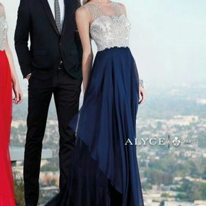 Alyce Paris blue prom dress