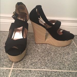 Black cutout wedges (never worn)