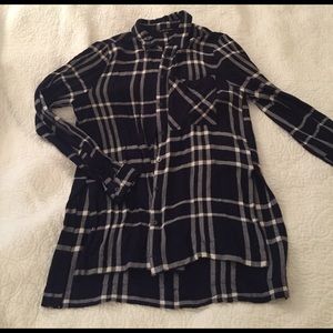 Navy Plaid Top