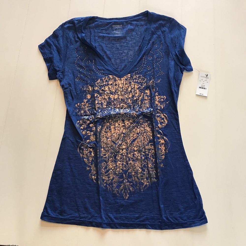 Express Size M Embellished Graphic Tee