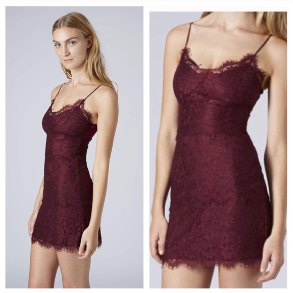 Topshop Dresses & Skirts - Topshop Wine colored lace dress