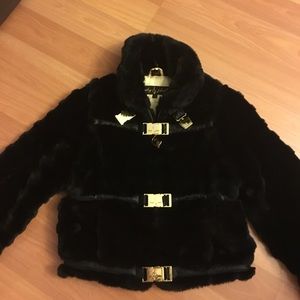 Baby phat black fur jacket size S