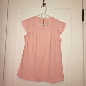 J Crew - flutter sleeve blouse in peach