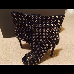 Aldo black leather studded booties