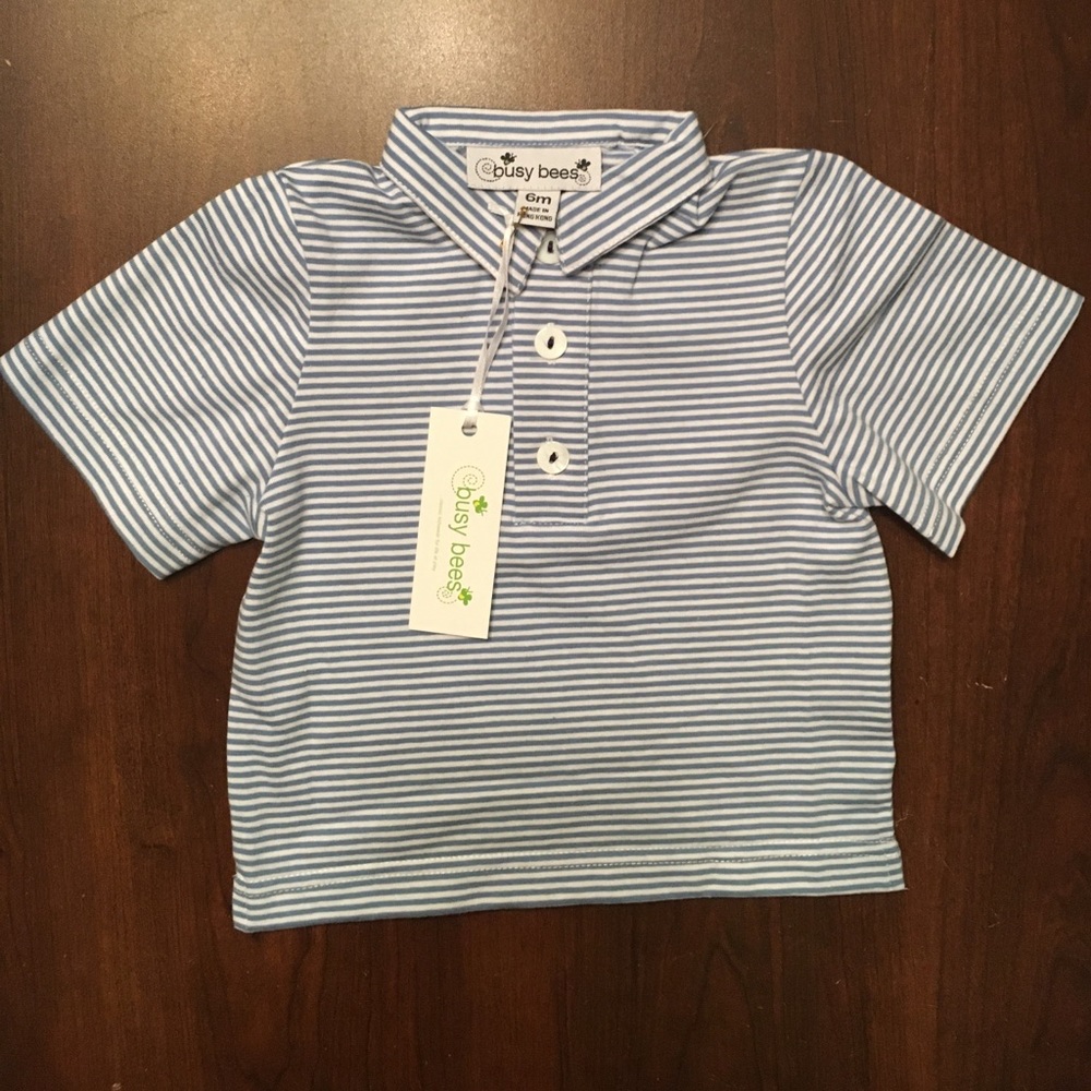 New baby's busy bee collar striped shirt