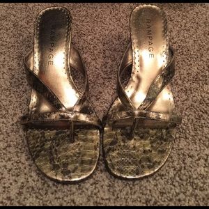 Gold and black snakeskin pattern sandals