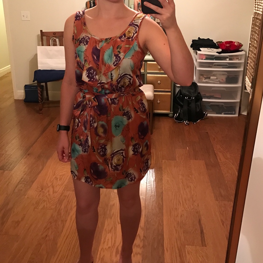 Floral print dusty rose dress