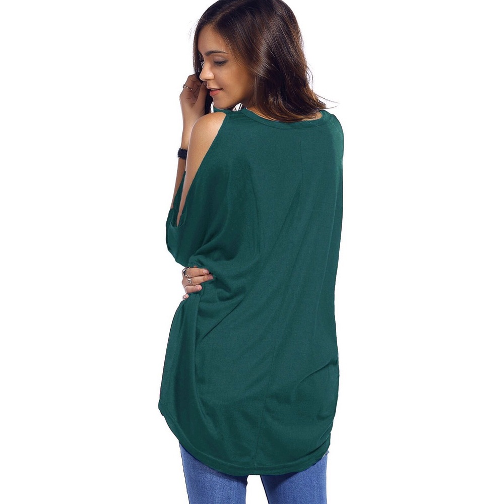 Green Cold Shoulder Top - Picture 4 of 4