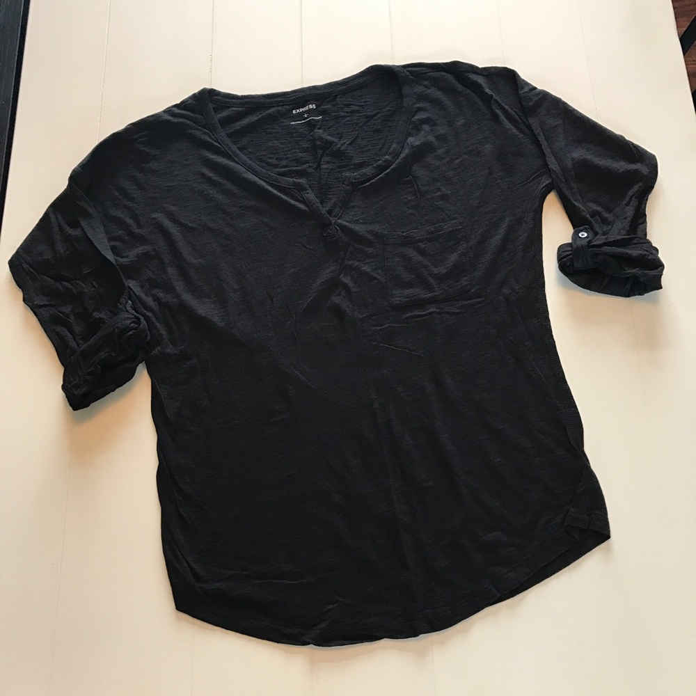 Express Size L Black Button Up Sleeve Shirt