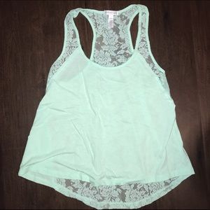 Mint lace back tank