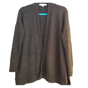 LOFT Rib Trim Cardigan in Wolf Grey Melange