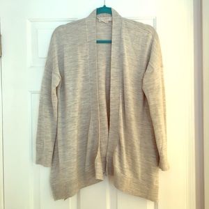 LOFT Rib Trim Cardigan in Arctic Grey Melange